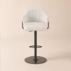 Modern Warm White Boucle Adjustable Swivel Counter Stool with Matte Black Base, 1 Piece