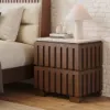 Florva Ash Wood 2-Drawer Nightstand with Faux Travertine-Top – AUD-H1682