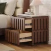 Florva Ash Wood 2-Drawer Nightstand with Faux Travertine-Top – AUD-H1682