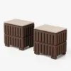 Florva Ash Wood 2-Drawer Nightstand with Faux Travertine-Top – AUD-H1682