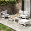 Slatera 4-Pieces Modular Outdoor Sofa Set Aluminium & Acacia for 4 Person in Light Grey