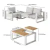 Slatera 4-Pieces Modular Outdoor Sofa Set Aluminium & Acacia for 4 Person in Light Grey