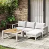 Slatera 4-Pieces Modular Outdoor Sofa Set Aluminium & Acacia for 4 Person in Light Grey