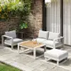 Slatera 4-Pieces Modular Outdoor Sofa Set Aluminium & Acacia for 4 Person in Light Grey