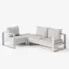 Slatera 4-Pieces Modular Outdoor Sofa Set Aluminium & Acacia for 4 Person in Light Grey