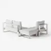 Slatera 4-Pieces Modular Outdoor Sofa Set Aluminium & Acacia for 4 Person in Light Grey