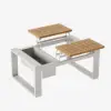 Slatera 4-Pieces Modular Outdoor Sofa Set Aluminium & Acacia for 4 Person in Light Grey
