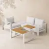 Slatera 4-Pieces Modular Outdoor Sofa Set Aluminium & Acacia for 4 Person in Light Grey