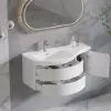 90 cm Floating Curved Bathroom Vanity Half-Circle Bathroom Cabinet White