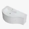 90 cm Floating Curved Bathroom Vanity Half-Circle Bathroom Cabinet White