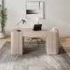 Velign 60" Whitewash Standing Office Desk with 2-Door Storage Cabinet