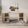 Velign 60" Whitewash Standing Office Desk with 2-Door Storage Cabinet
