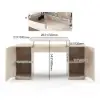 Velign 60" Whitewash Standing Office Desk with 2-Door Storage Cabinet