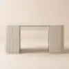 Velign 60" Whitewash Standing Office Desk with 2-Door Storage Cabinet