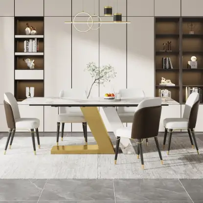 Picture of Silexa 1600 mm - 2007 mm Modern Extendable Sintered Stone Dining Table Seats 4-6 People