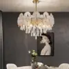 Glam 9-Light Crystal 5 Tiered Chandelier Gold Pendant Lights for Living Room