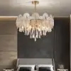 Glam 9-Light Crystal 5 Tiered Chandelier Gold Pendant Lights for Living Room