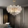 Glam 9-Light Crystal 5 Tiered Chandelier Gold Pendant Lights for Living Room