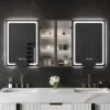 1500mm LED Lighted Medicine Cabinet Wooden Wall-mounted Bathroom Mirror with Doors