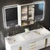 1500mm LED Lighted Medicine Cabinet Wooden Wall-mounted Bathroom Mirror with Doors