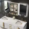 1500mm LED Lighted Medicine Cabinet Wooden Wall-mounted Bathroom Mirror with Doors