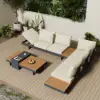 Picture of Tevara 600D Tough Canvas Waterproof Outdoor Patio Furniture Set Covers in Beige
