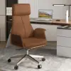 Picture of Ergonomic Brown Faux Leather High Back Reclining Swivel Office Desk Chair with Footrest
