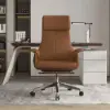 Picture of Ergonomic Brown Faux Leather High Back Reclining Swivel Office Desk Chair with Footrest