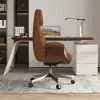 Picture of Ergonomic Brown Faux Leather High Back Reclining Swivel Office Desk Chair with Footrest