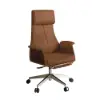 Picture of Ergonomic Brown Faux Leather High Back Reclining Swivel Office Desk Chair with Footrest
