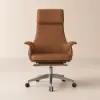 Picture of Ergonomic Brown Faux Leather High Back Reclining Swivel Office Desk Chair with Footrest
