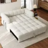 170 cm 2-Seater Boucle Convertible Sleeper Sofa – Queen Pull Out