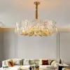 Clyvra Modern Geometric Crystal Chandelier 14-Light with Adjustable Chain in Gold