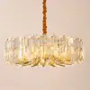 Clyvra Modern Geometric Crystal Chandelier 14-Light with Adjustable Chain in Gold
