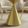 Modern 100 cm Round Glossy Sintered Stone Dining Table with Gold Metal Pedestal Base, Seats 2