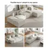 3500mm 6-Piece Cotton & Linen Modular Chaise Sectional Sofa with Ottomans
