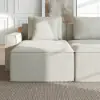 3500mm 6-Piece Cotton & Linen Modular Chaise Sectional Sofa with Ottomans