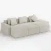3500mm 6-Piece Cotton & Linen Modular Chaise Sectional Sofa with Ottomans