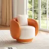 Suncurve Performance Leather Swivel Barrel Accent Chair with Pillow – Orange