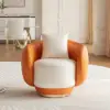 Suncurve Performance Leather Swivel Barrel Accent Chair with Pillow – Orange