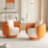 Suncurve Performance Leather Swivel Barrel Accent Chair with Pillow – Orange