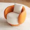 Suncurve Performance Leather Swivel Barrel Accent Chair with Pillow – Orange
