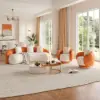 Suncurve Performance Leather Swivel Barrel Accent Chair with Pillow – Orange