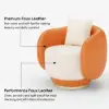 Suncurve Performance Leather Swivel Barrel Accent Chair with Pillow – Orange