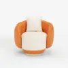 Suncurve Performance Leather Swivel Barrel Accent Chair with Pillow – Orange