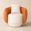 Suncurve Performance Leather Swivel Barrel Accent Chair with Pillow – Orange
