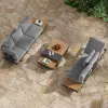 Tevara 4-Piece Outdoor Teak & Aluminium Modular Sofa Set for 6 in Grey with Black Cover