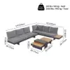 Tevara 4-Piece Outdoor Teak & Aluminium Modular Sofa Set for 6 in Grey with Black Cover