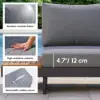 Tevara 4-Piece Outdoor Teak & Aluminium Modular Sofa Set for 6 in Grey with Black Cover