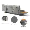 Tevara 4-Piece Outdoor Teak & Aluminium Modular Sofa Set for 6 in Grey with Black Cover